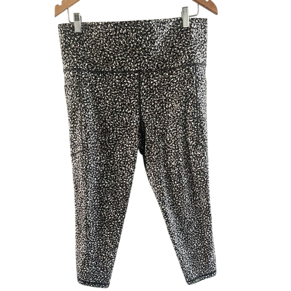 Athleta SZ XL Salutation Stash 7/8 Tight Leggings Green Black Speckle NWOT